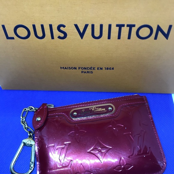 Louis Vuitton coin purse pochette cles red vernis
